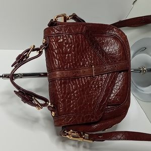 Tory Burch- Small Satchel/Crossbody- Embossed Pebble Leather- Oxblood Brown